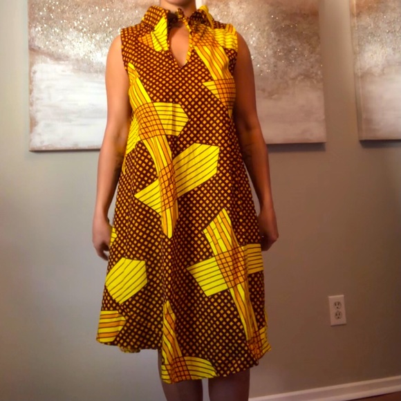 One Size Handmade African Print Dress - Picture 2 of 7
